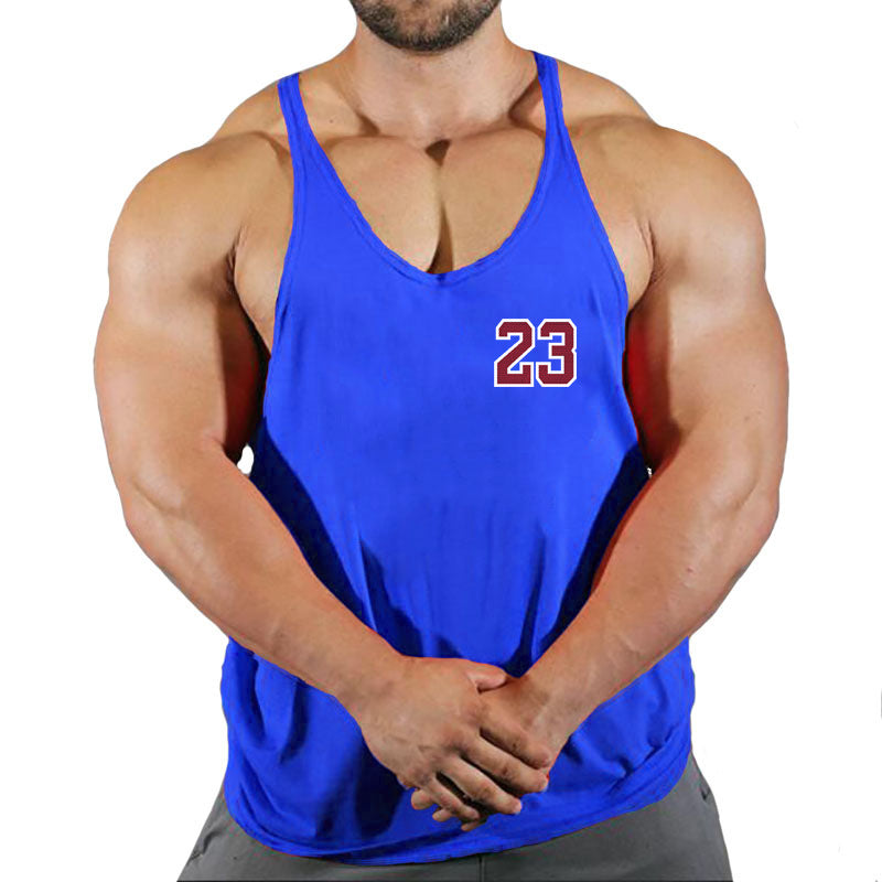 Men's Cotton Sleeveless Sports Vest Basketball Gym Tank Top