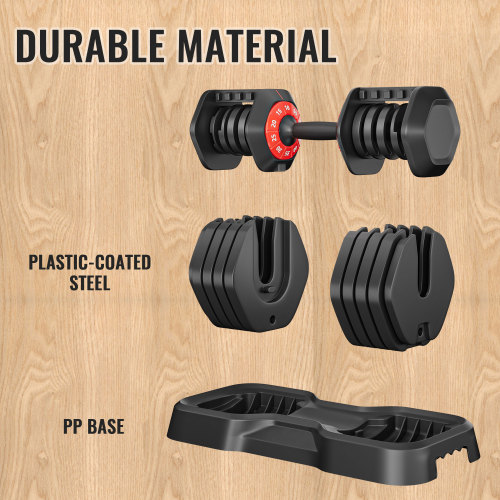 10-in-1 Adjustable Dumbbell Set with Rotating Handle 55lbs