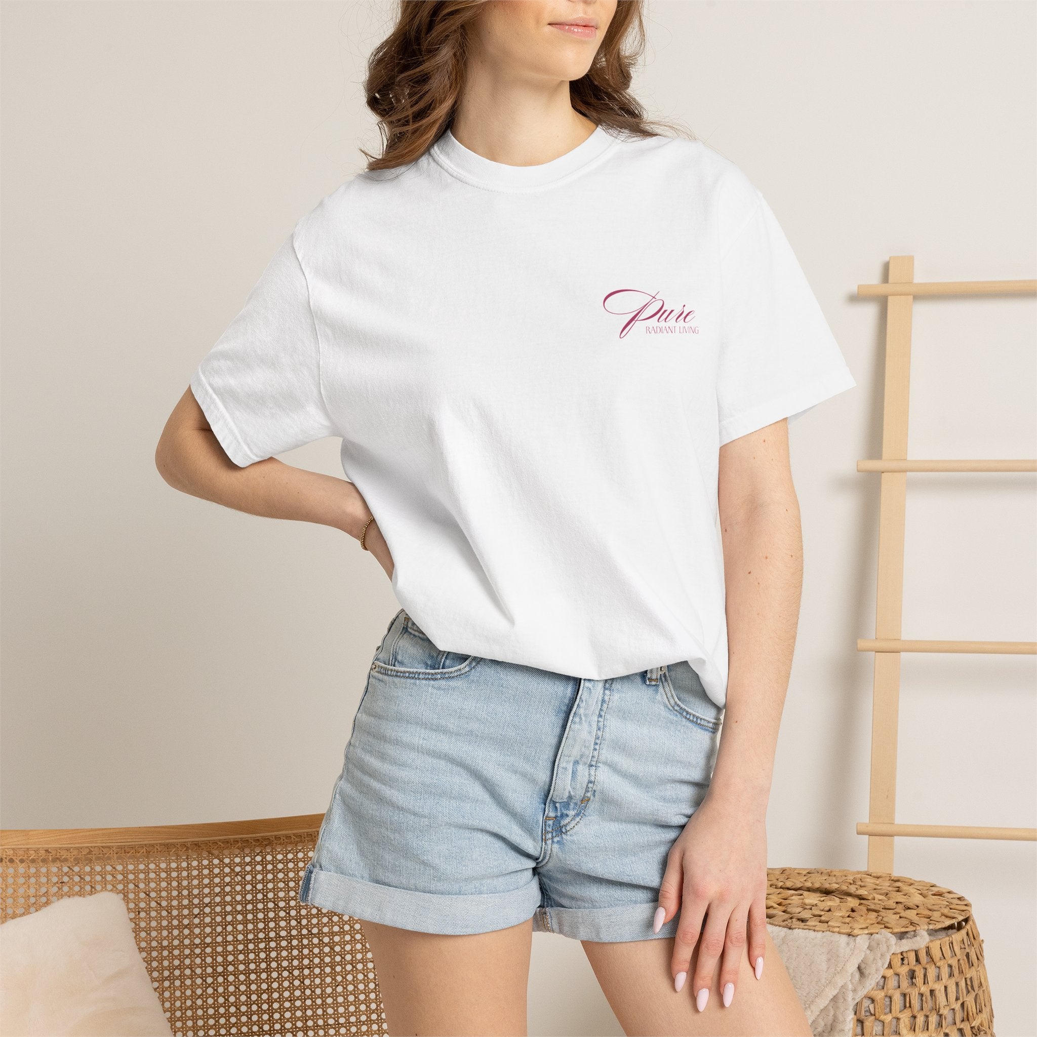 Pure Radiant Living T-Shirt — Minimal Script Logo Tee
