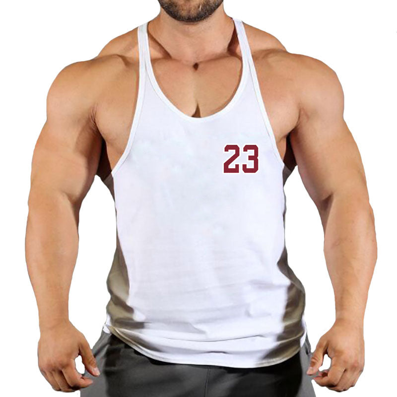 Men's Cotton Sleeveless Sports Vest Basketball Gym Tank Top