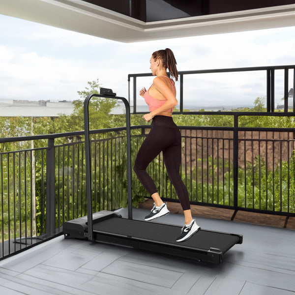 2-in-1 Portable Walking Treadmill with LED Display Handle