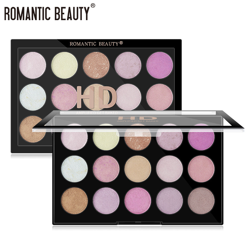 Romantic Beauty 15-Color Highlighter Pearl Eyeshadow Palette Makeup