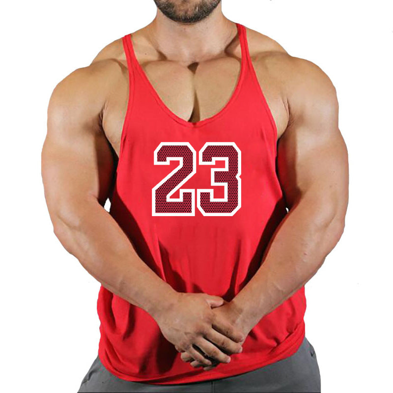Men's Cotton Sleeveless Sports Vest Basketball Gym Tank Top