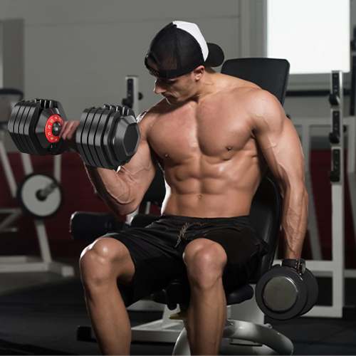 10-in-1 Adjustable Dumbbell Set with Rotating Handle 55lbs