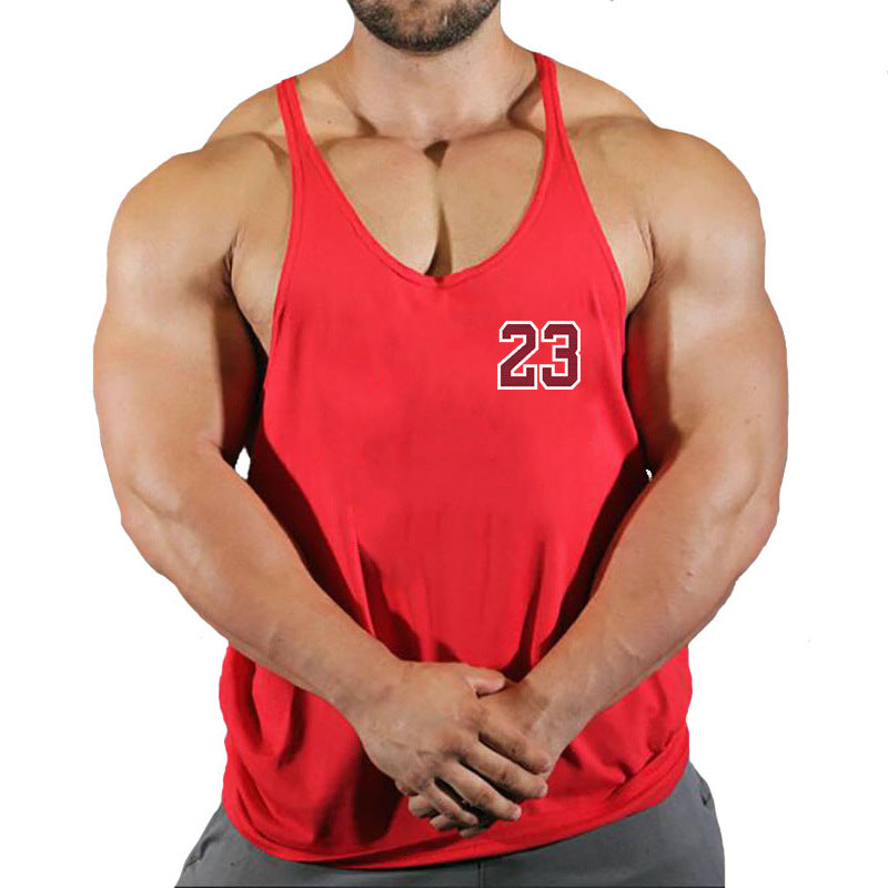 Men's Cotton Sleeveless Sports Vest Basketball Gym Tank Top