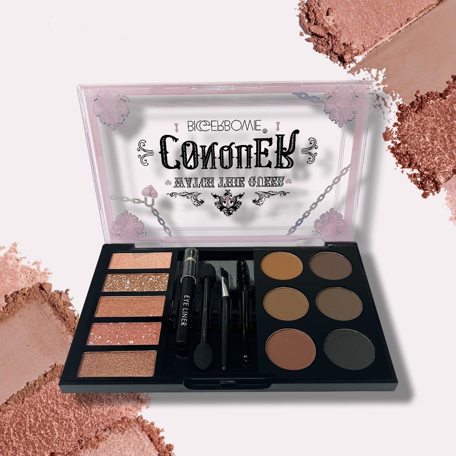Eyeshadow Eyebrow Powder Cream Palette with Makeup Tools