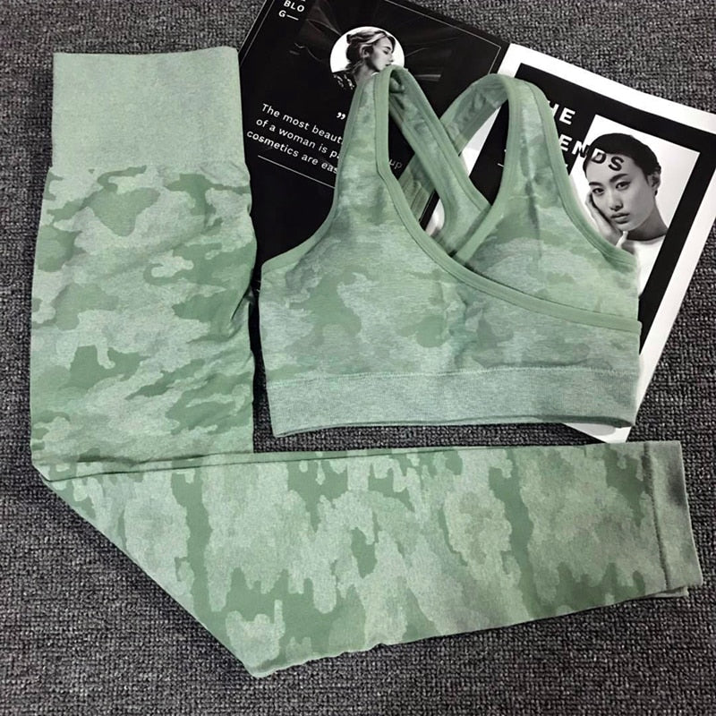 Women's Camouflage Yoga Set Sports Bra Leggings Activewear