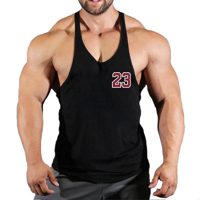 Men's Cotton Sleeveless Sports Vest Basketball Gym Tank Top