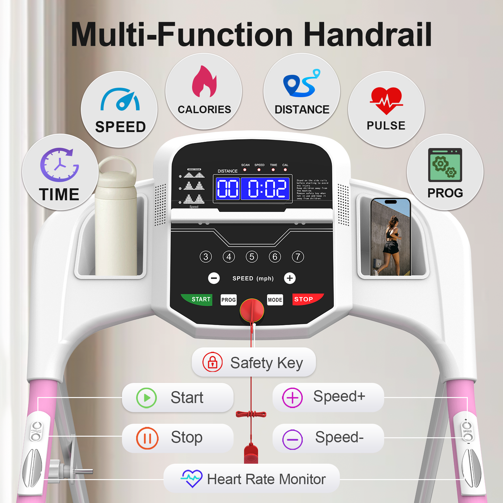2.5HP Foldable Electric Treadmill Home Running Walking Machine