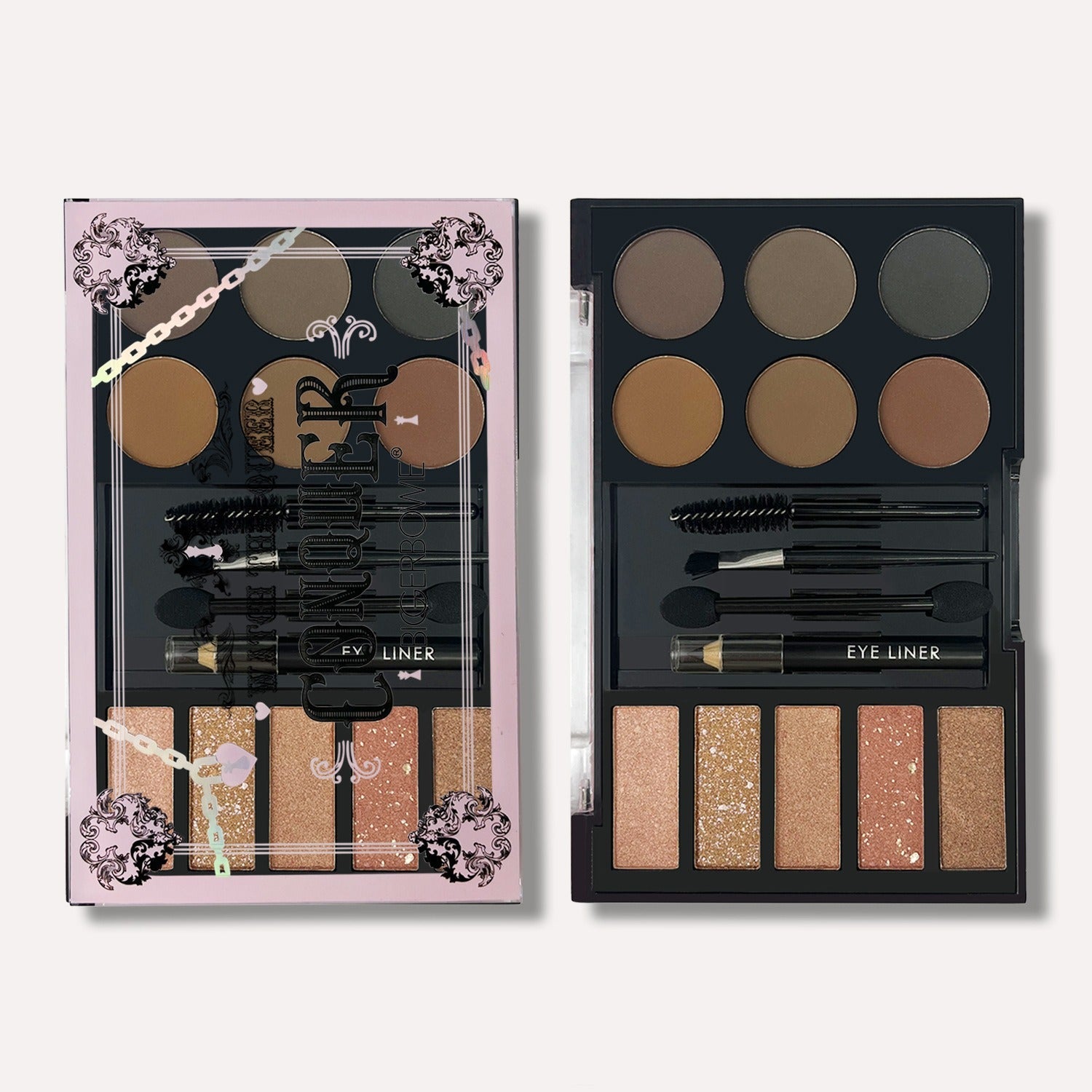 Eyeshadow Eyebrow Powder Cream Palette with Makeup Tools