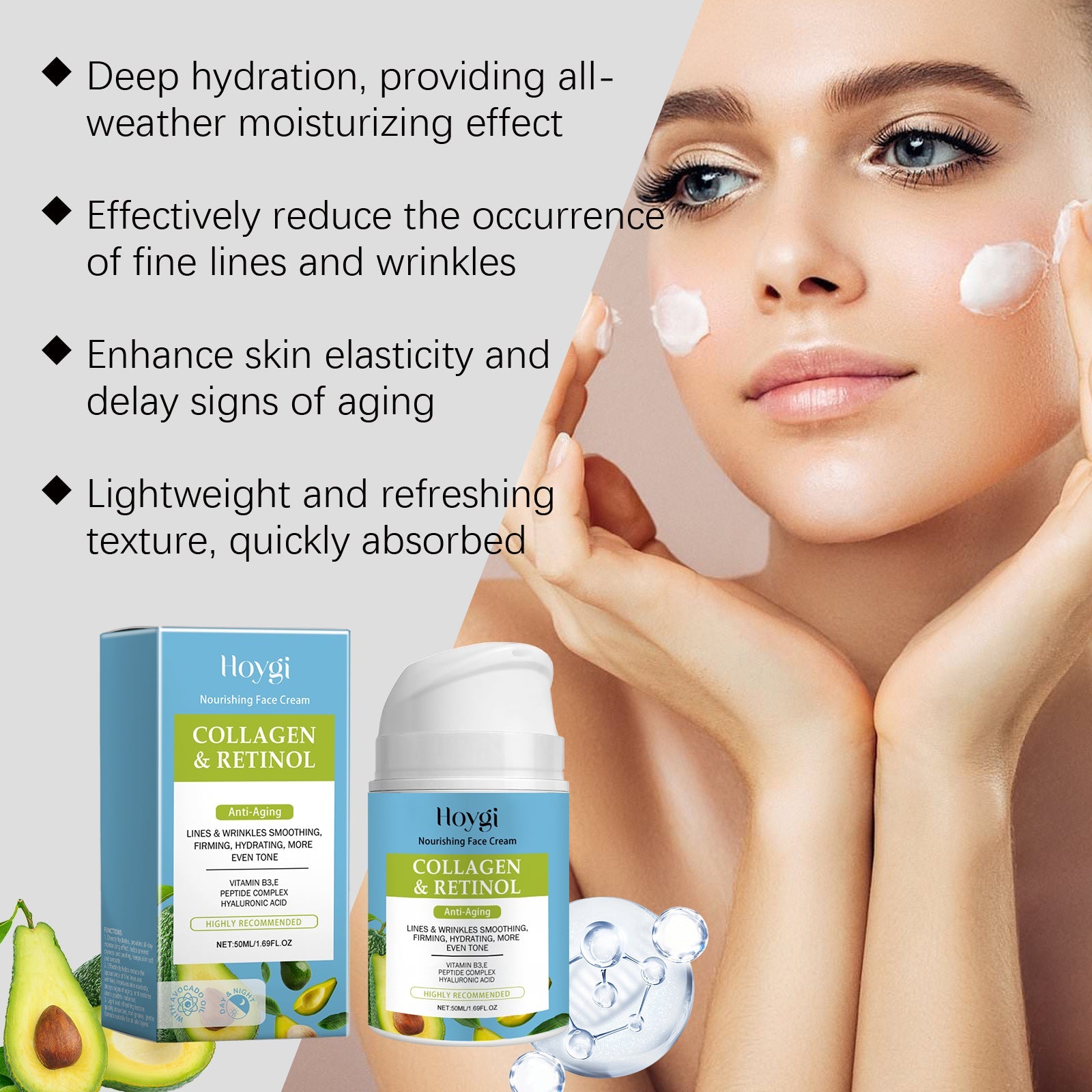 Collagen Facial Moisturizer Hydrating Anti-Aging Skin Cream Daily
