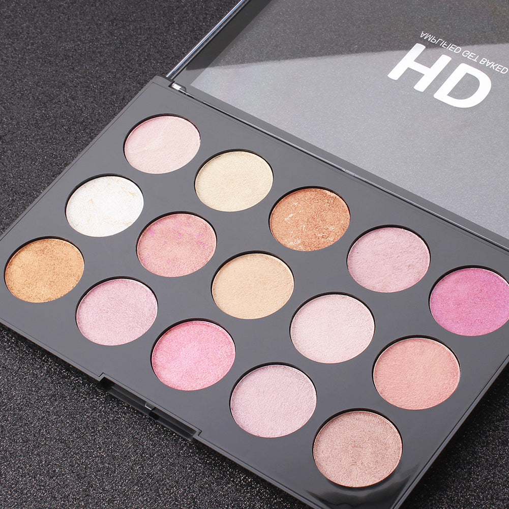 Romantic Beauty 15-Color Highlighter Pearl Eyeshadow Palette Makeup