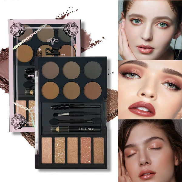 Eyeshadow Eyebrow Powder Cream Palette with Makeup Tools