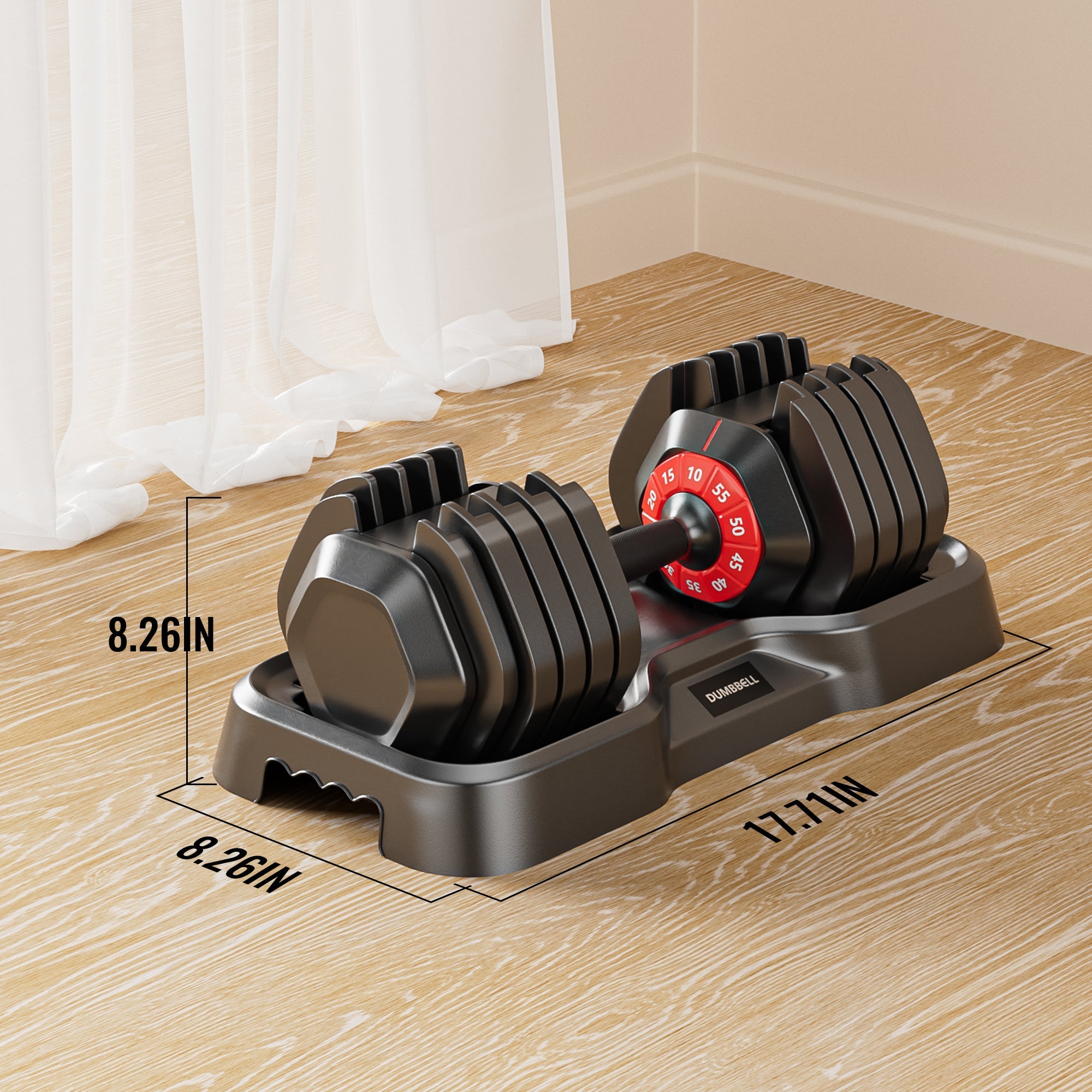 10-in-1 Adjustable Dumbbell Set with Rotating Handle 55lbs