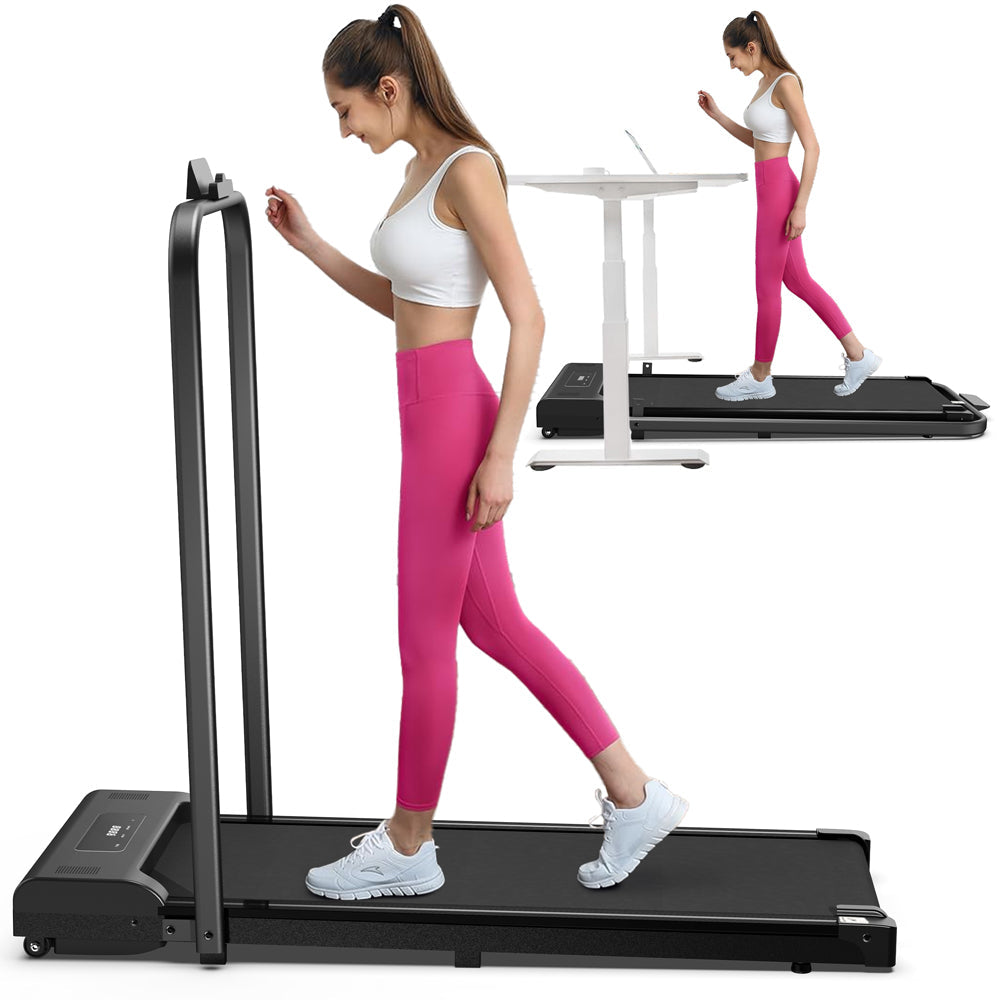 2-in-1 Portable Walking Treadmill with LED Display Handle