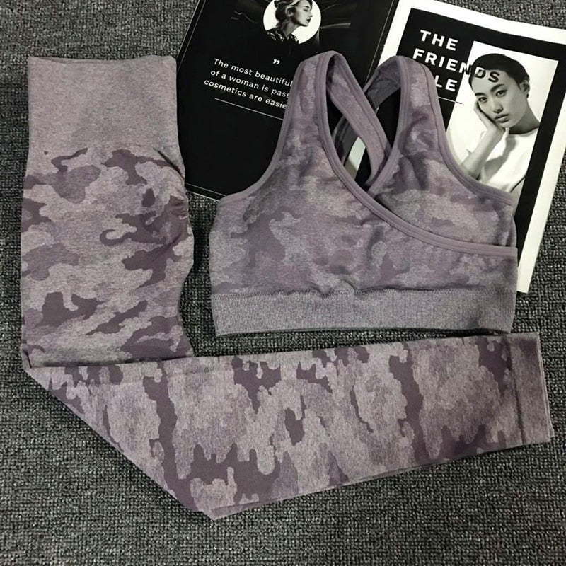 Women's Camouflage Yoga Set Sports Bra Leggings Activewear