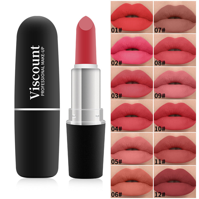 Frosted Matte Moisturizing Lipstick 12-Color Bullet Collection