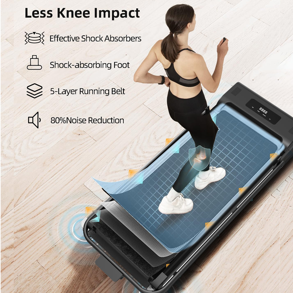2-in-1 Portable Walking Treadmill with LED Display Handle