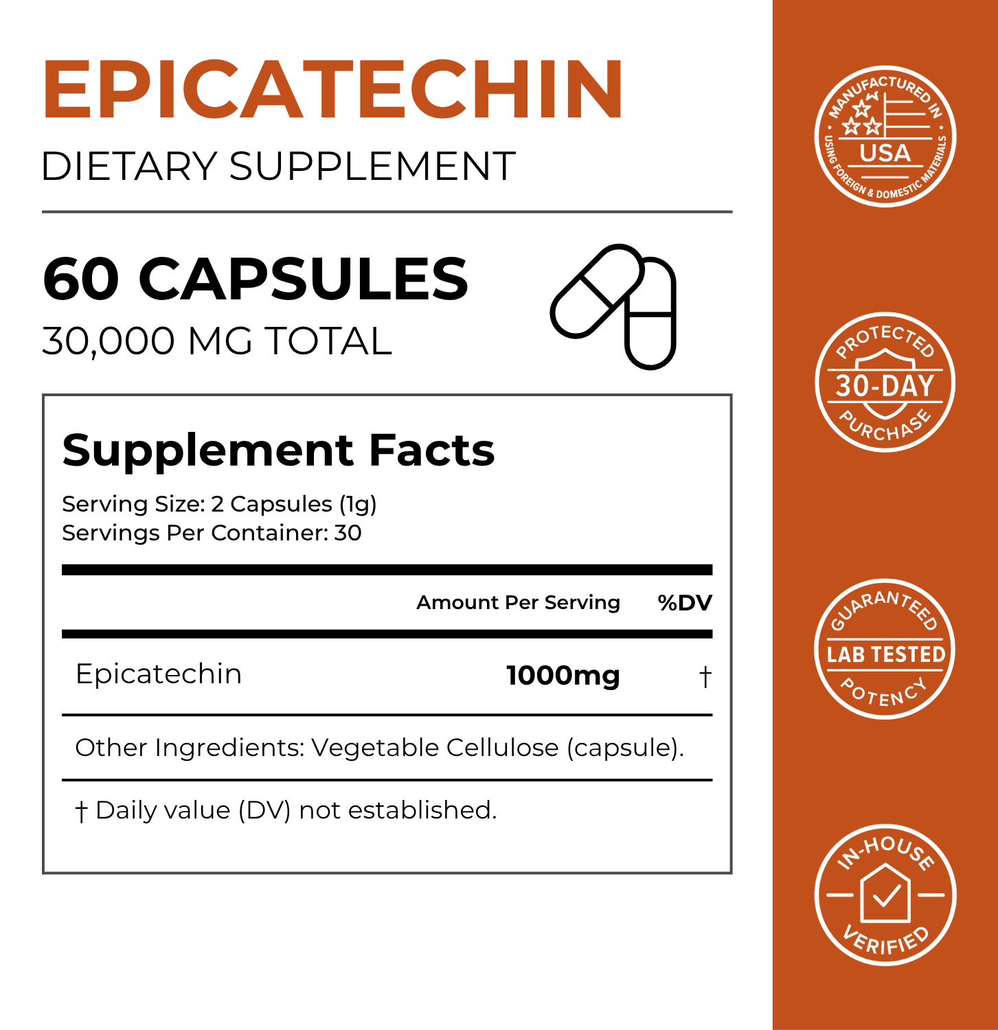 Epicatechin Supplement Daily Performance Nutrition Support Capsules